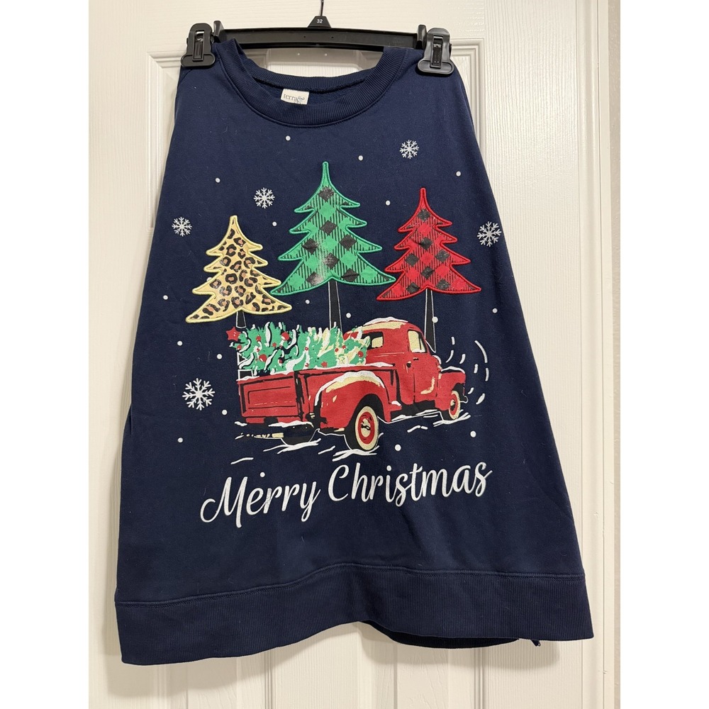 Terra & Sky Merry Christmas Sweatshirt Womens 1X 16W-18W Red Truck Holiday